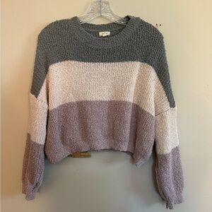 Debut Gray and Purple Striped Sweater